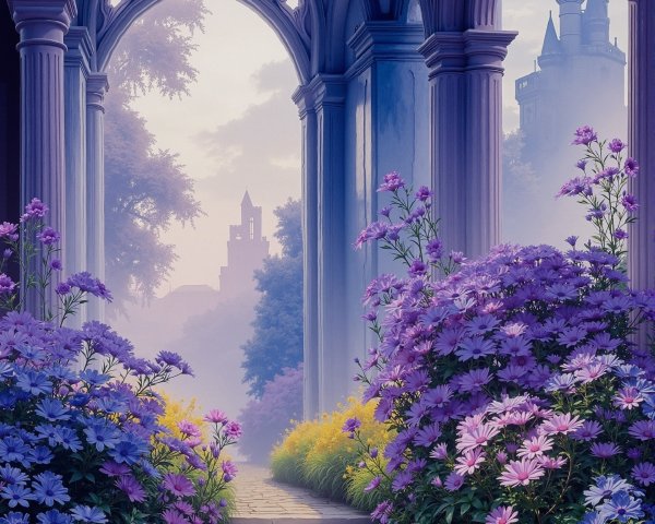 Elegant Arches Leading to a Vibrant Flower Garden