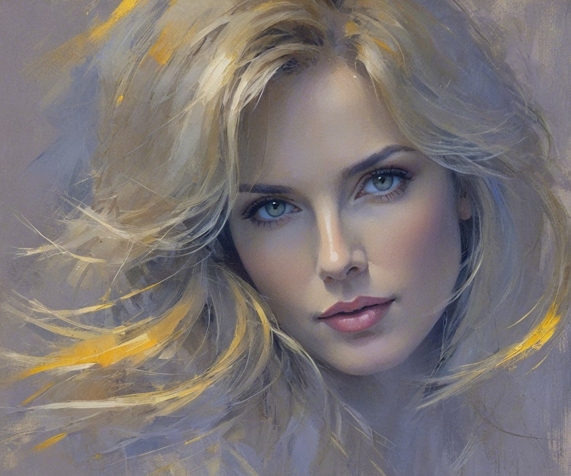 Portrait of a Woman with Green Eyes and Blonde Hair