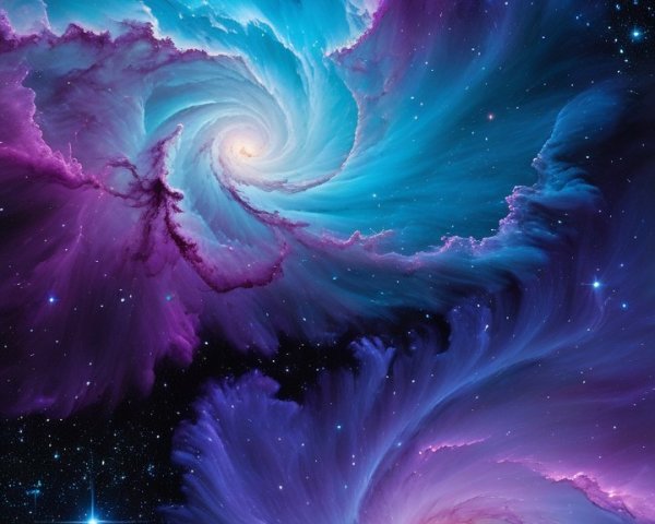 Vibrant Cosmic Scene with Swirling Galaxies and Stars