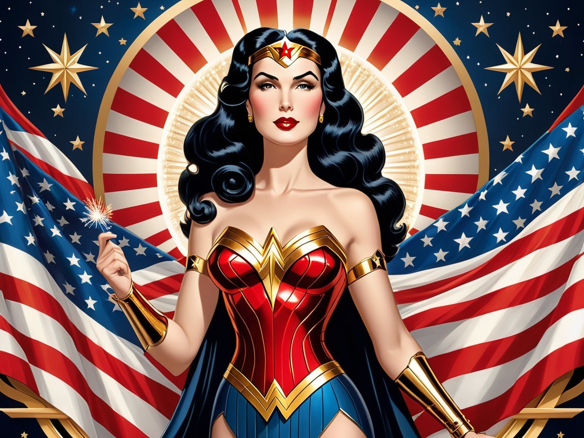 Confident Woman in Vibrant Superhero Costume