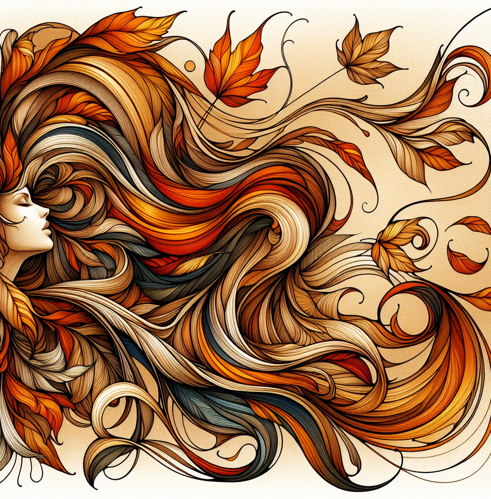 Stylized Woman with Autumn Leaves and Warm Colors