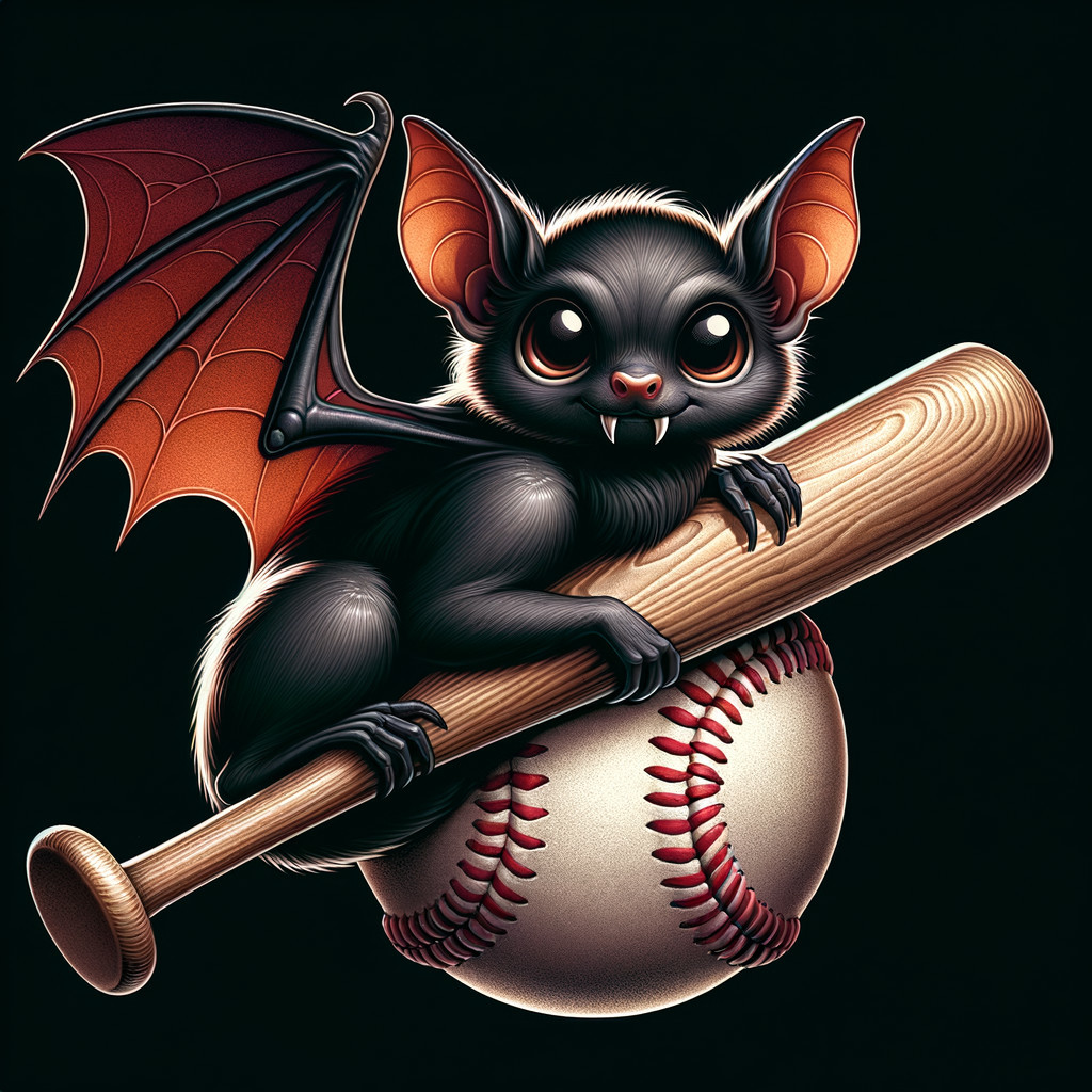 Cartoon Bat with Baseball and Vibrant Wings