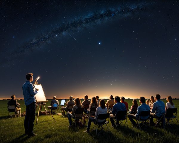 Group of People Observing Starry Night Sky