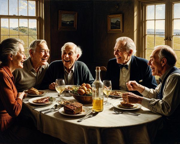 Gathering of Older Adults Enjoying a Meal Together