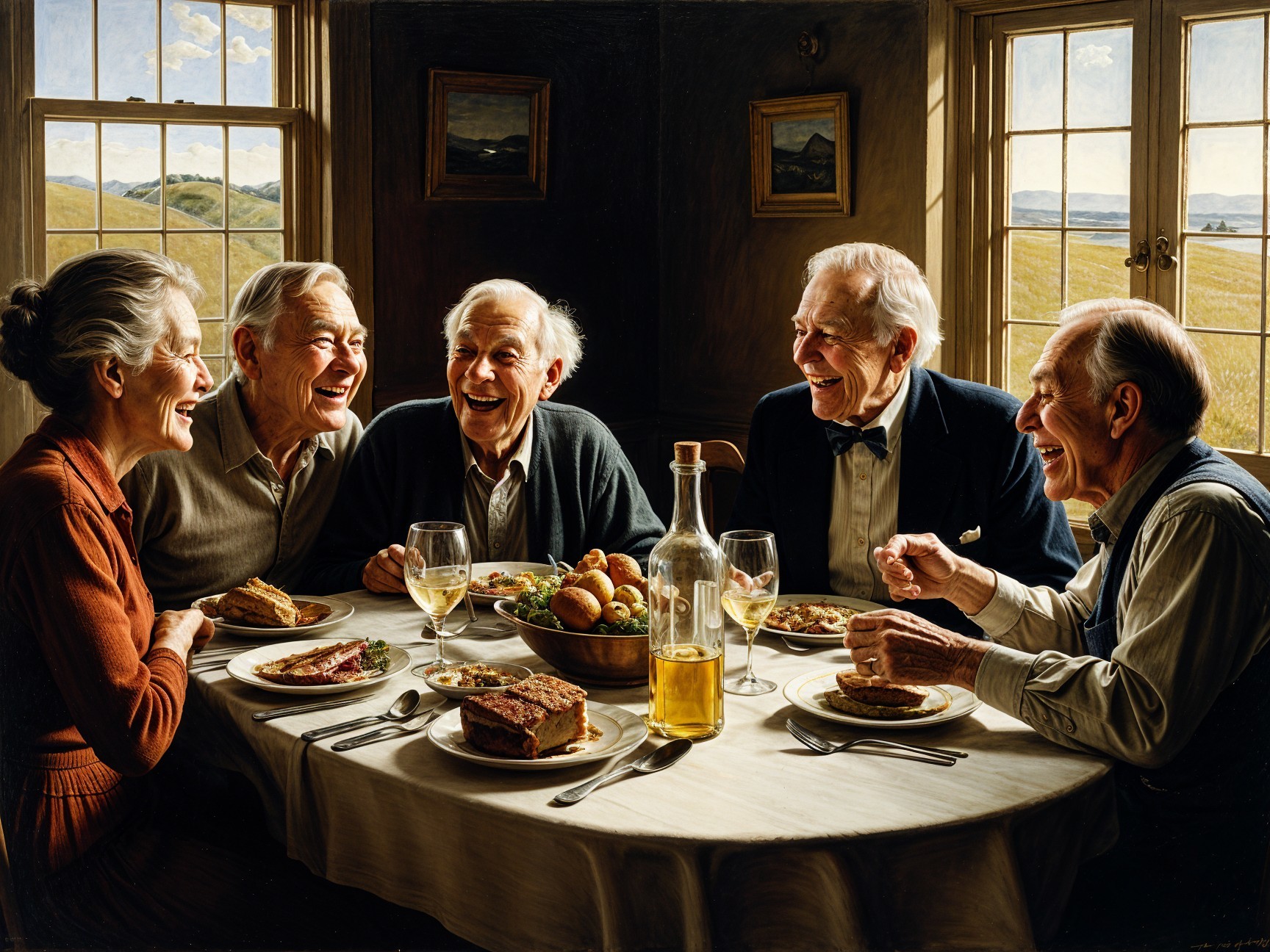 Gathering of Older Adults Enjoying a Meal Together