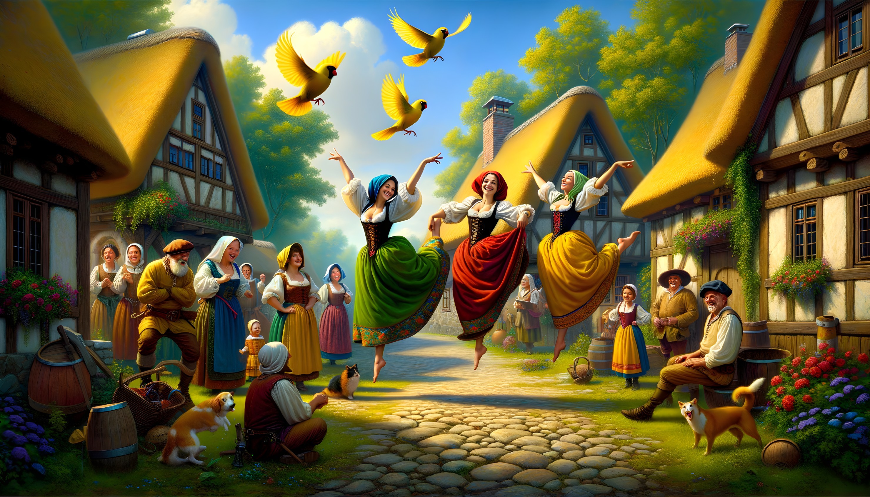 Vibrant Village Celebration with Traditional Dancing