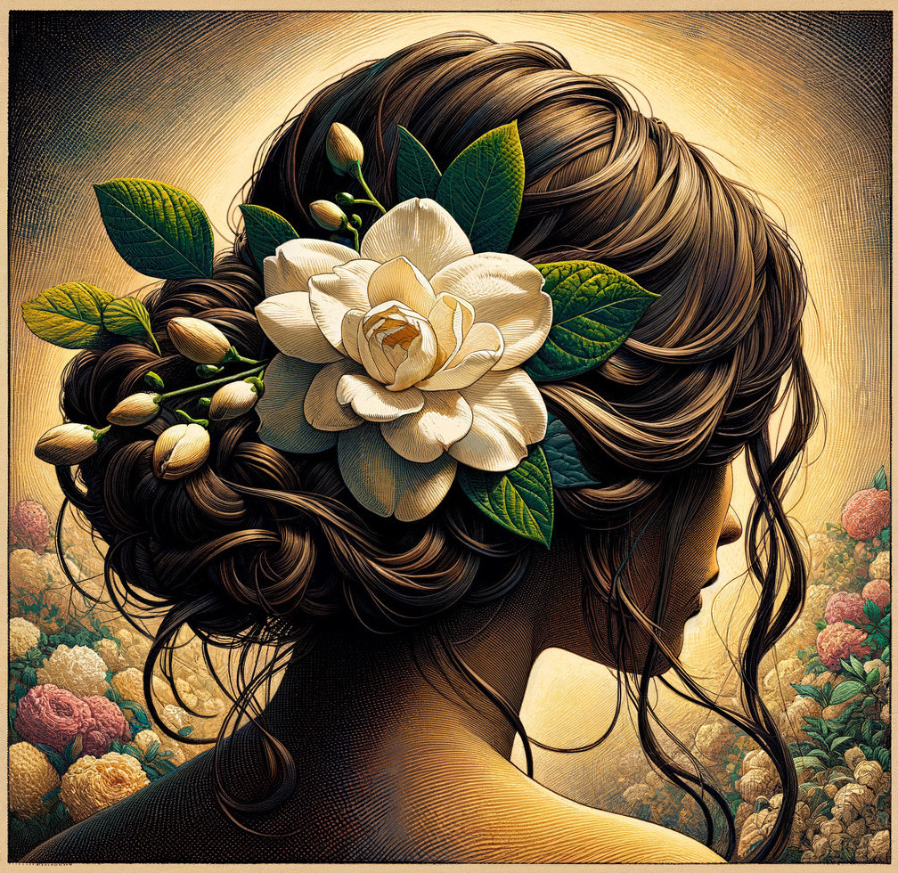 Profile of a Woman with Floral Hair Decoration