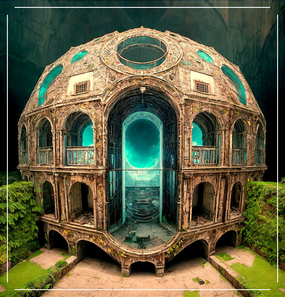 Surreal Grand Dome Structure Surrounded by Greenery