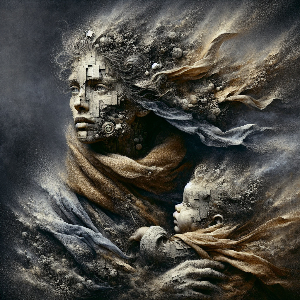Surreal Mother-Child Connection with Nature and Architecture