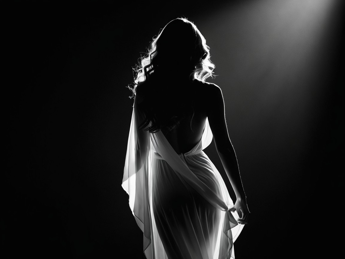 Silhouette of a Woman in Translucent Garment