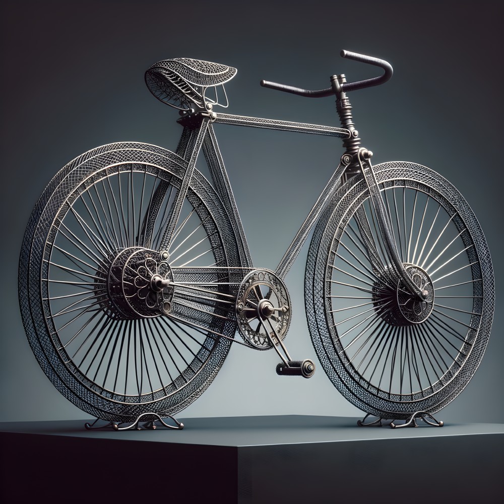Intricately Designed Metal Bicycle Sculpture Display