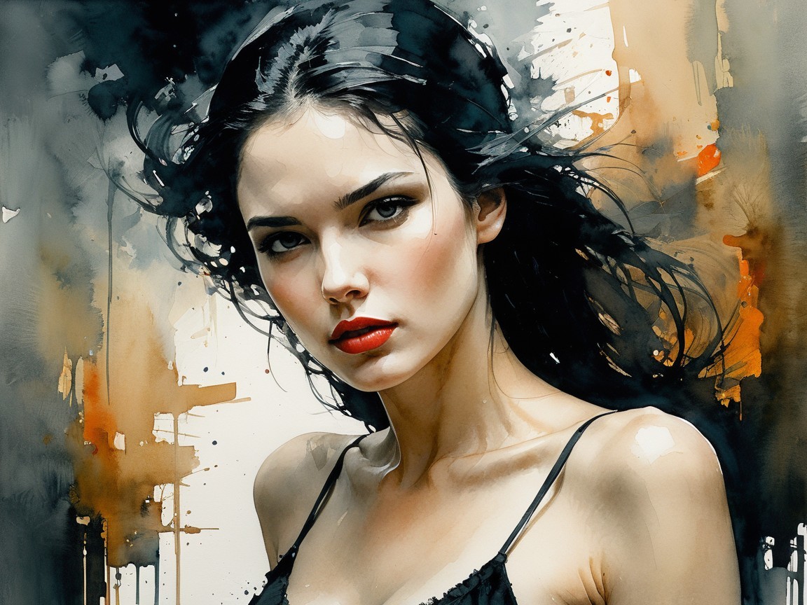 Portrait of a Young Woman with Dramatic Lighting