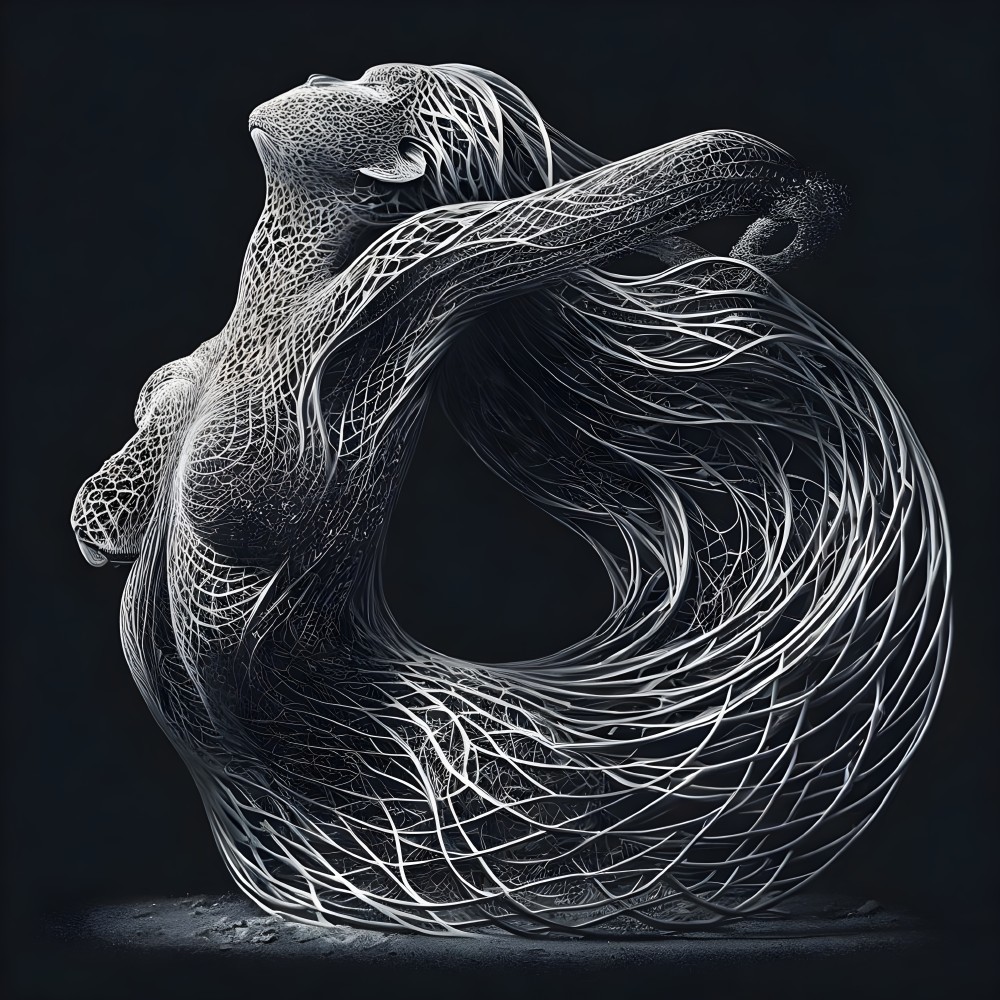 Abstract Figure of a Woman in Intricate Lines