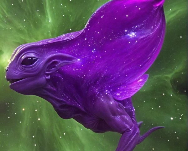 Alien Creature in Ethereal Cosmic Background