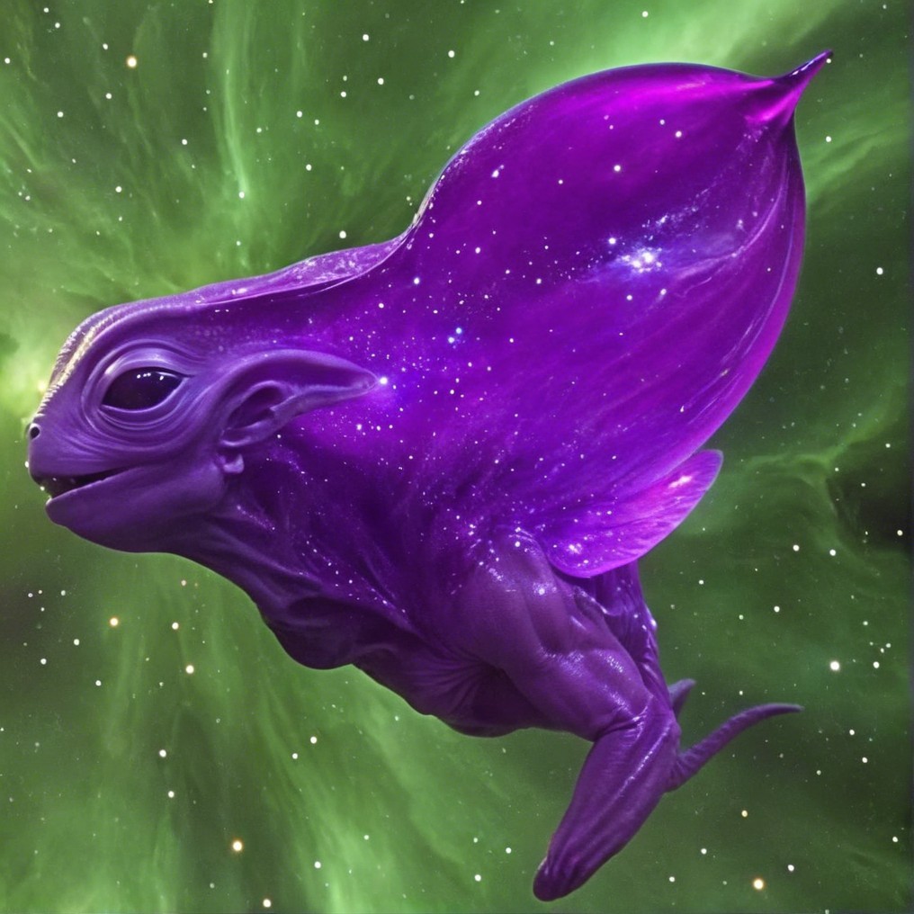 Alien Creature in Ethereal Cosmic Background