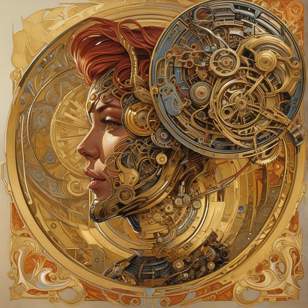 Close-Up Profile of Woman with Steampunk Elements