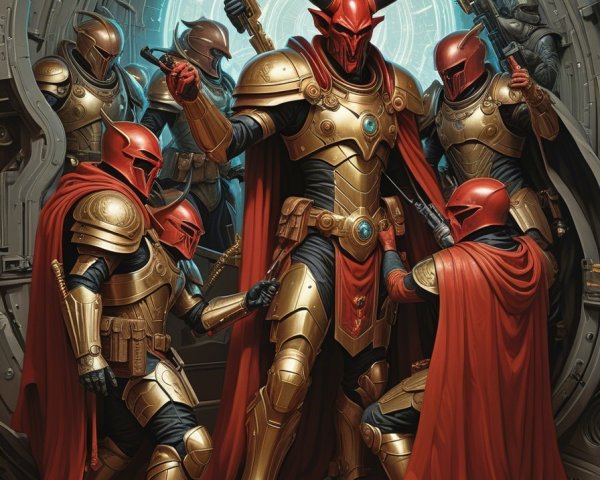 Armored Warriors in Futuristic Medieval Setting