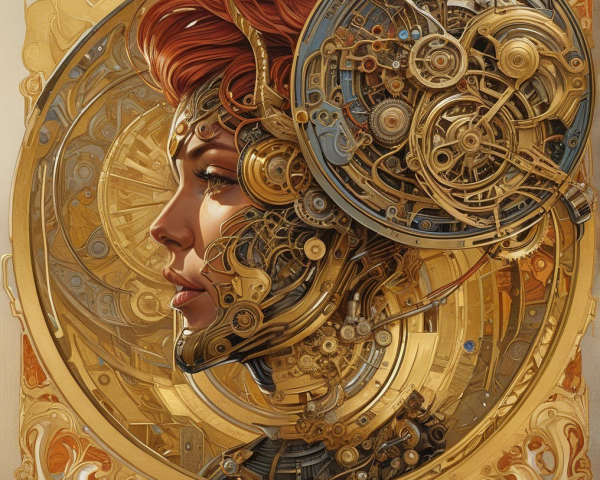 Close-Up Profile of Woman with Steampunk Elements