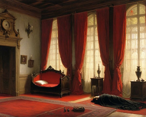 Elegant Room with Rich Drapes and Vintage Decor