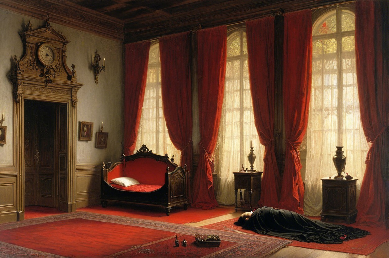 Elegant Room with Rich Drapes and Vintage Decor