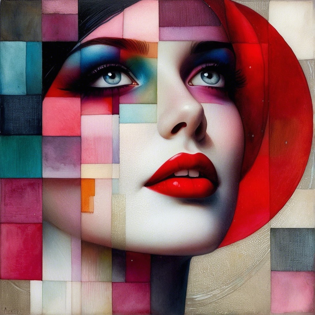 Portrait of a Woman with Bold Colors and Shapes