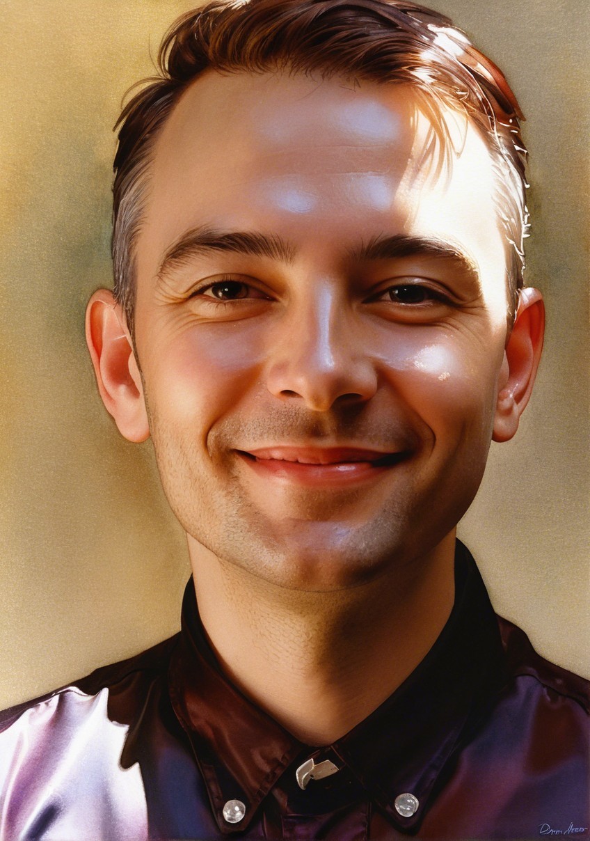 Smiling Man in Dark Shirt Against Light Background
