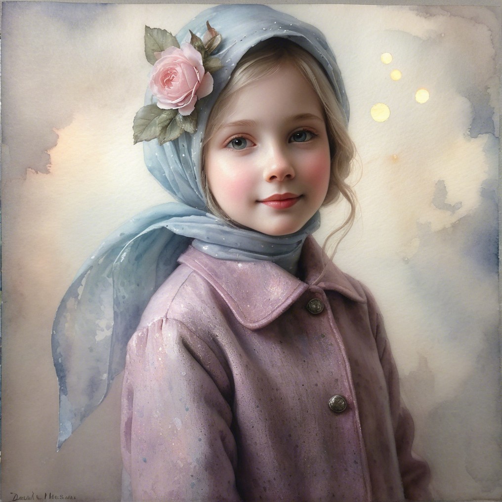 Portrait of a Young Girl in Light Purple Coat
