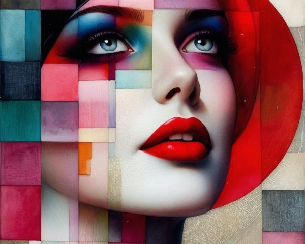 Portrait of a Woman with Bold Colors and Shapes