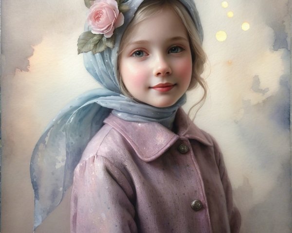 Portrait of a Young Girl in Light Purple Coat