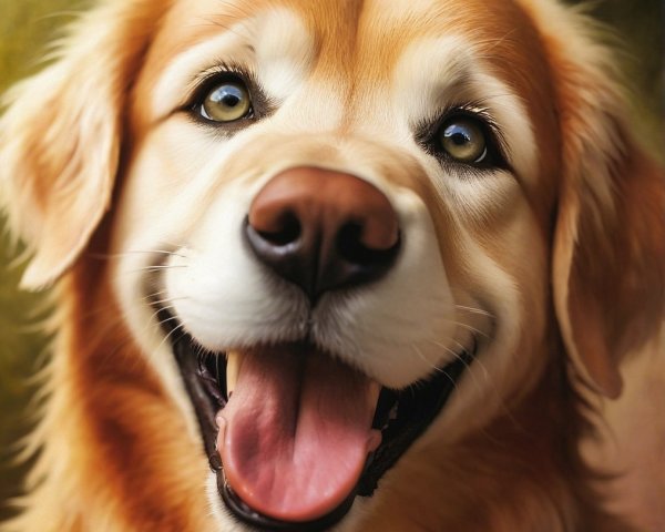Cheerful golden retriever with bright expression and fur