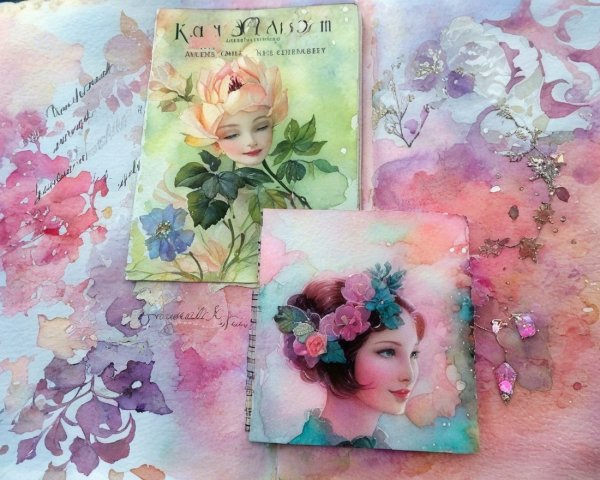 Watercolor Floral Illustrations with Gold Accents