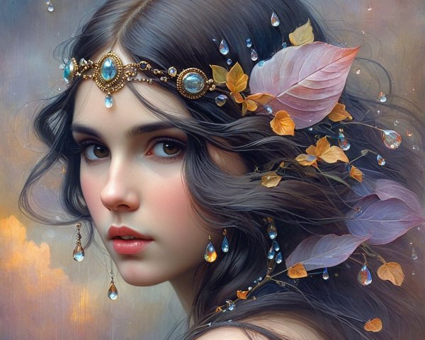 Portrait of a Young Woman with Dark Hair and Jewels