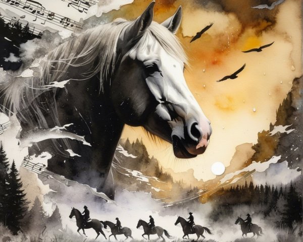 Ethereal Watercolor of Majestic White Horse Head