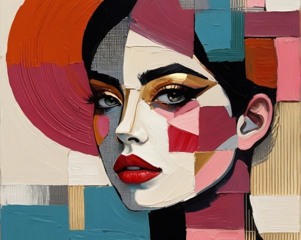 Abstract Portrait of a Woman with Geometric Shapes