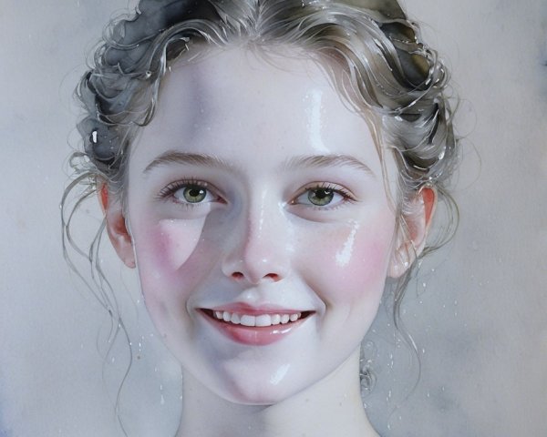 Portrait of a Young Woman with Soft Curls and Glow