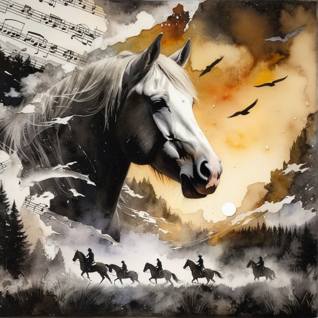 Ethereal Watercolor of Majestic White Horse Head