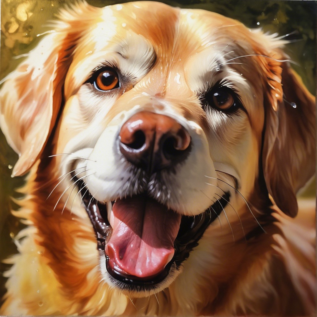 Close-Up Portrait of a Joyful Golden Retriever