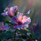 Serene garden scene with peonies and butterflies