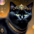 Regal Black Panther with Golden Crown and Jewels