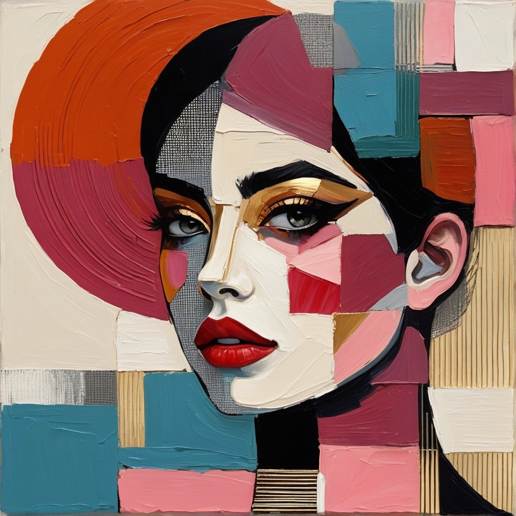 Abstract Portrait of a Woman with Geometric Shapes