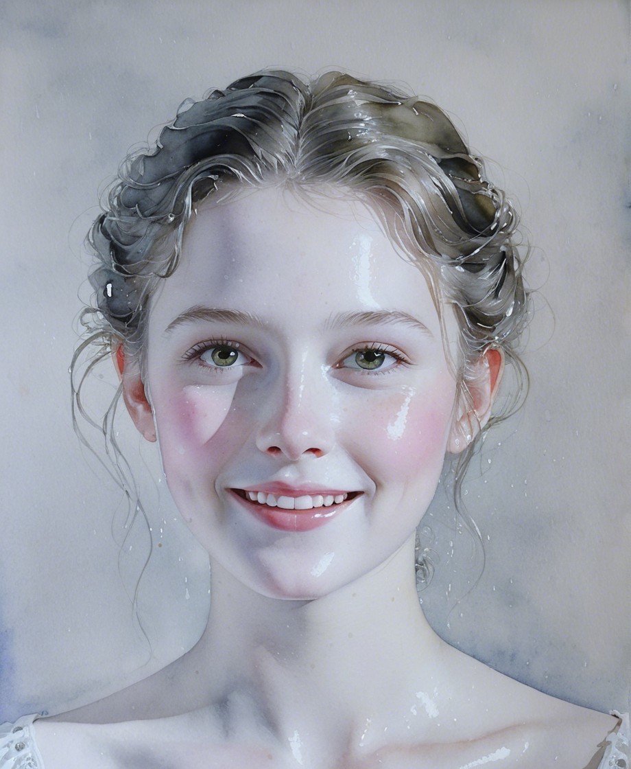 Portrait of a Young Woman with Soft Curls and Glow