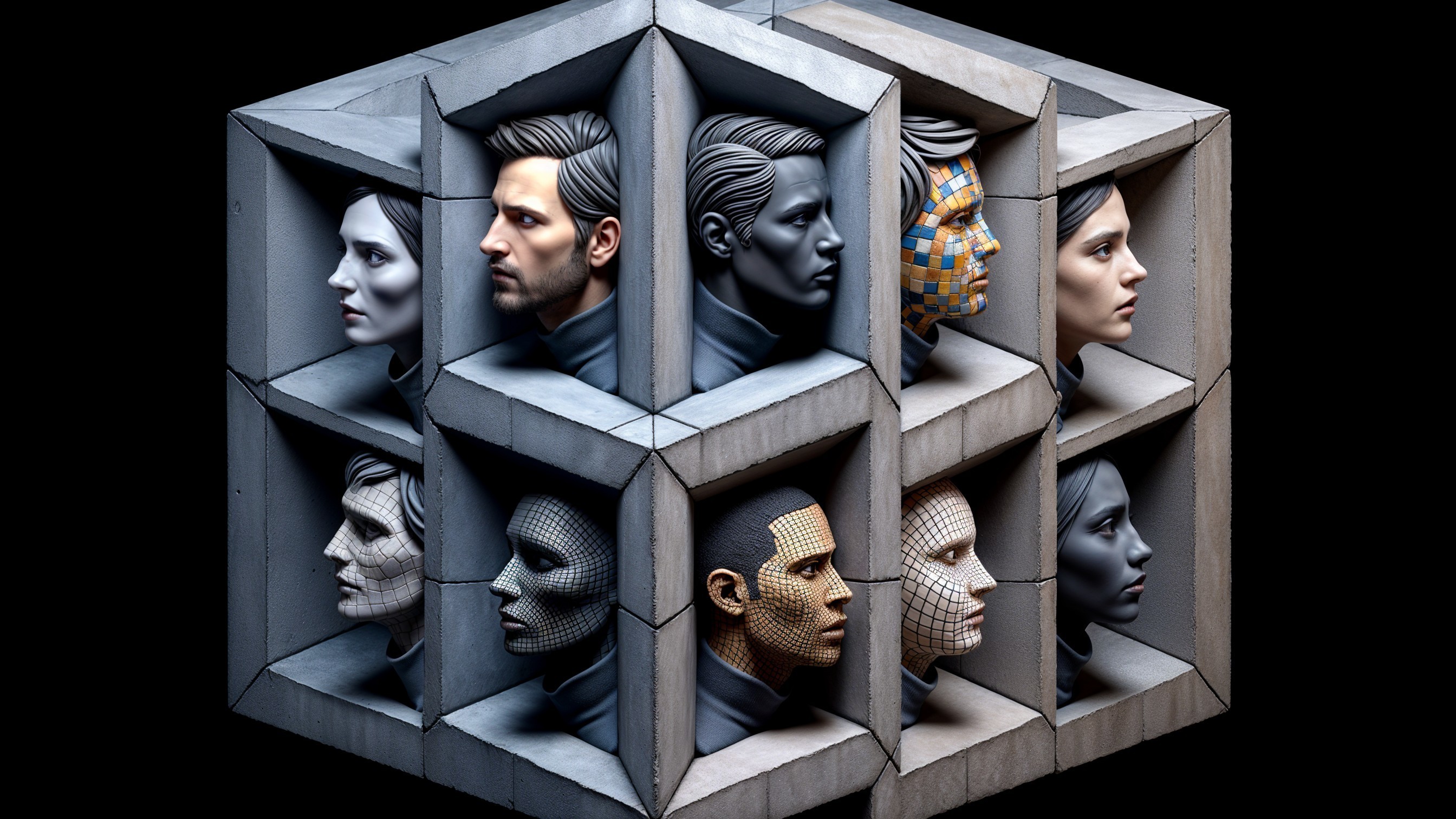 Geometric Arrangement of Stylized Human Faces