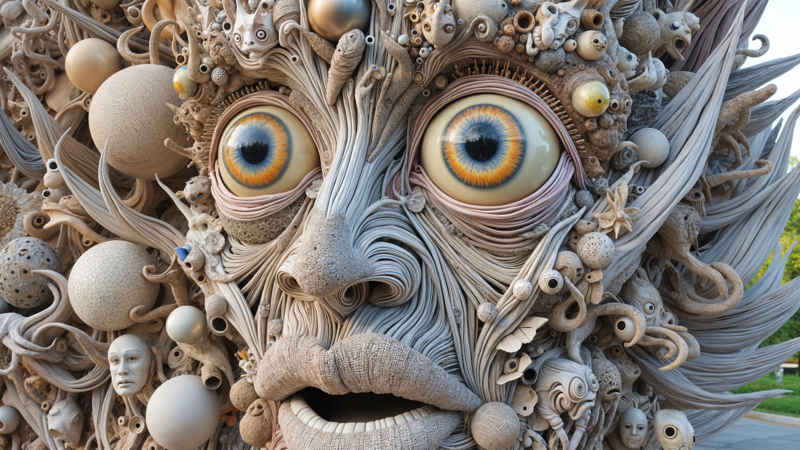 Intricate Sculpture with Expressive Face and Textures