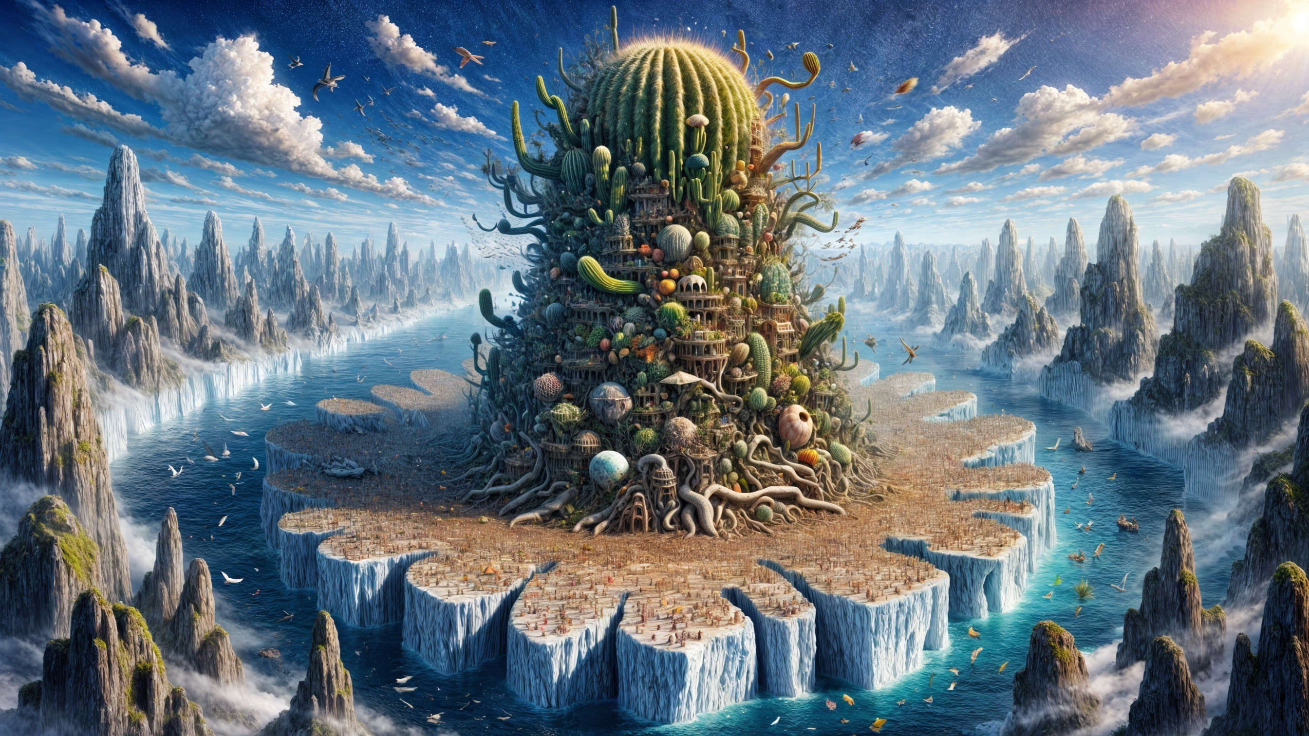 Imaginative Landscape with Cactus-Like Structure