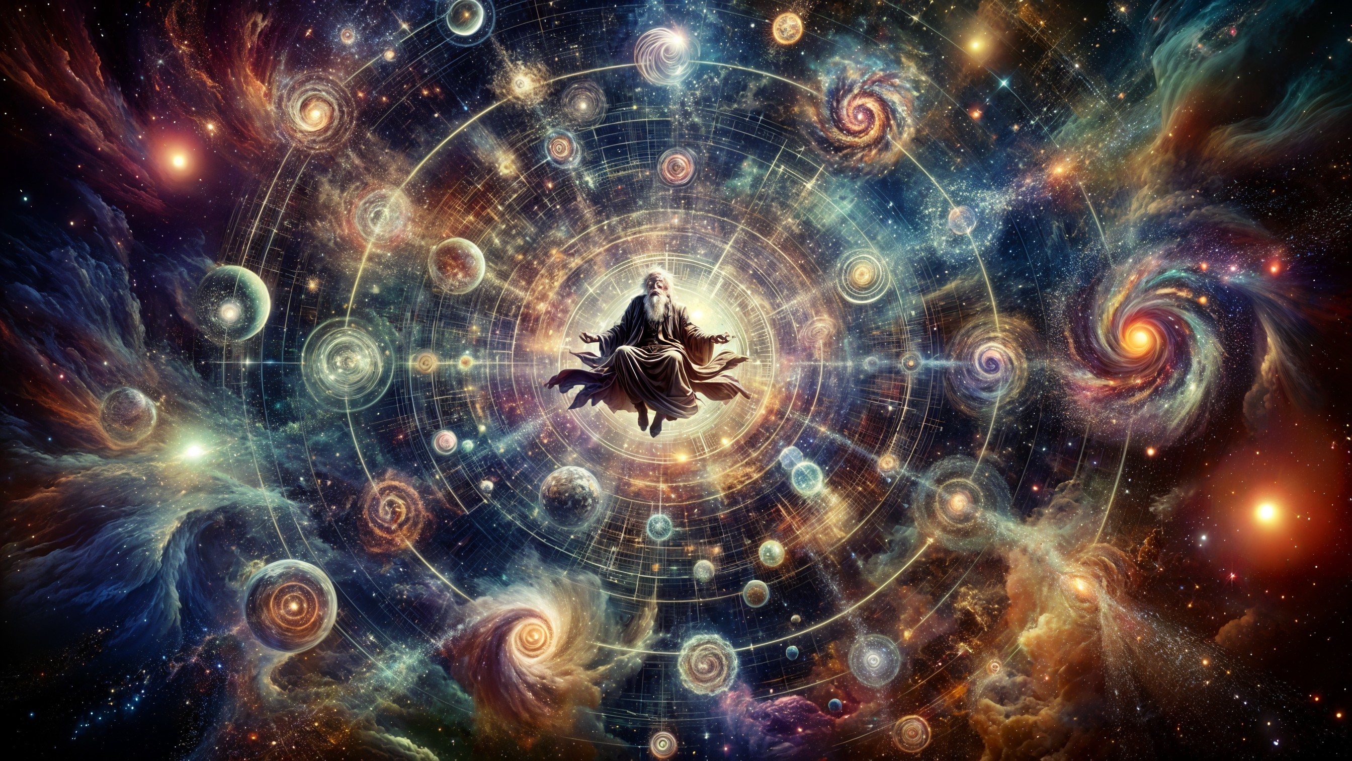 Cosmic Scene with Galaxies, Nebulae, and Stars