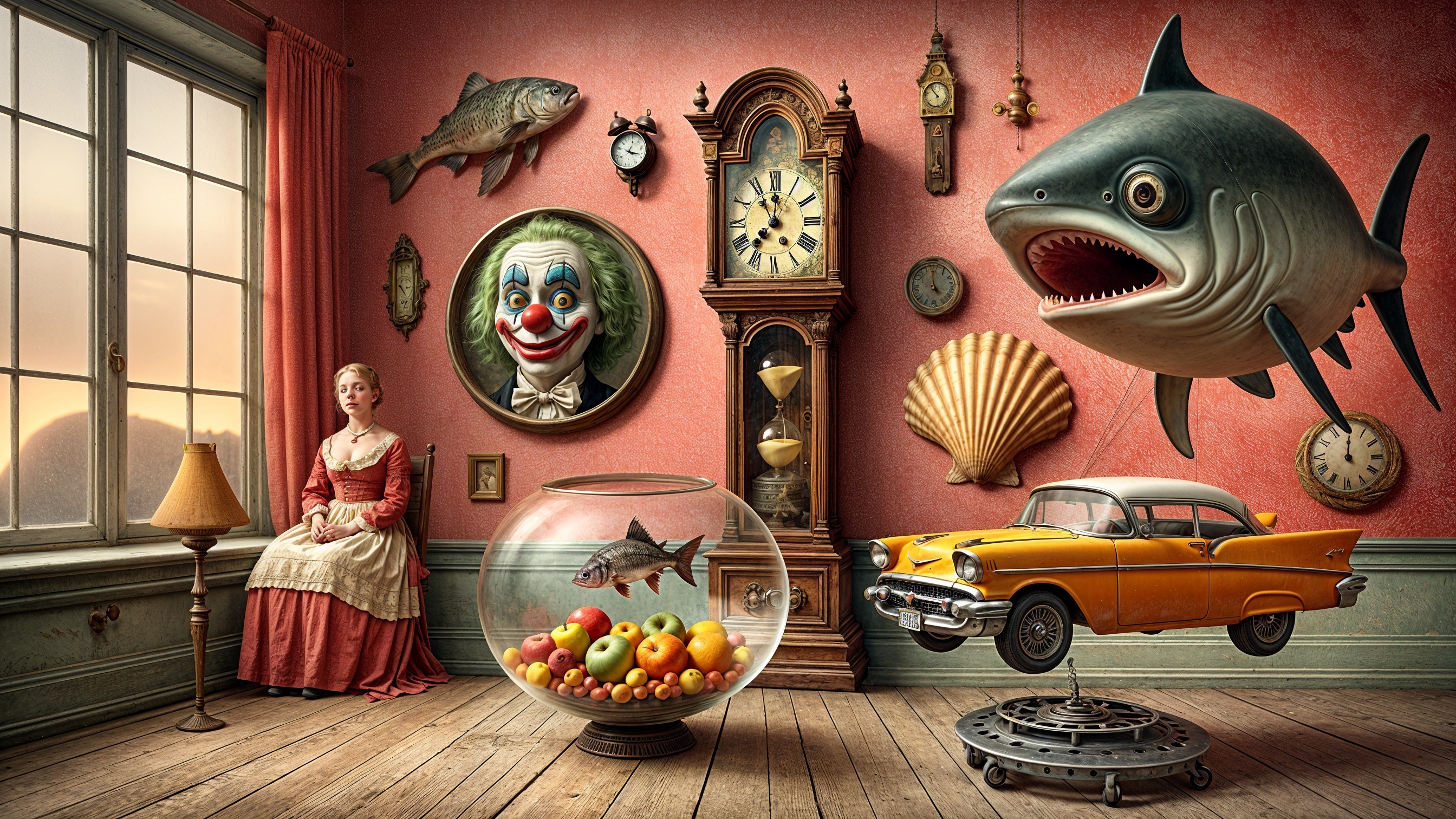 Whimsical Room with Surreal Decorations and Elements