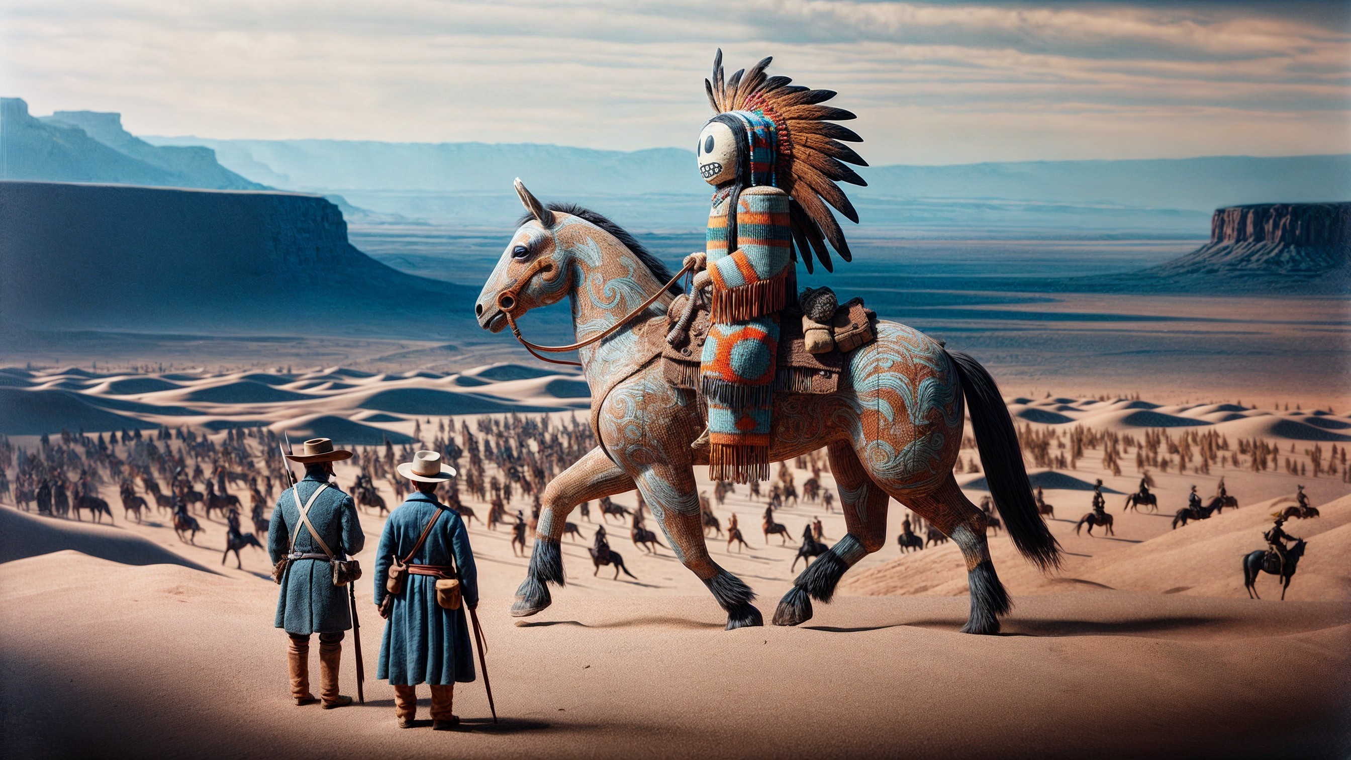 Desert Scene with Horse and Tribal Attire Display