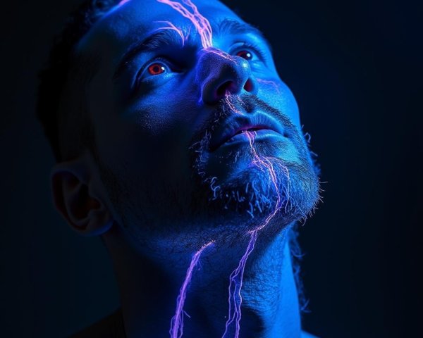 Close-Up Portrait of Man with Dramatic Lighting