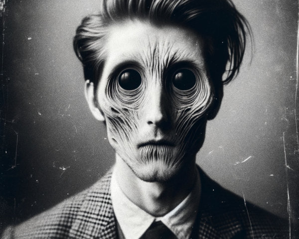 Stylized Portrait of a Person with Distorted Features