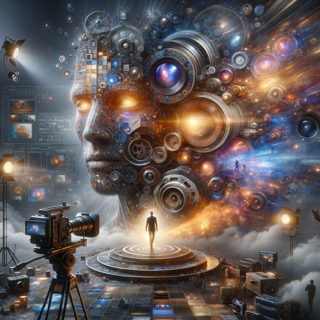 Futuristic humanoid face in a cosmic setting